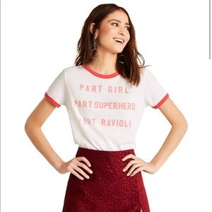 NWT WILDFOX Part Girl Superhero Ravioli Ringer Tee